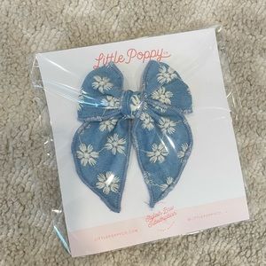Little Poppy co bows bow blue embroidered floral girl toddler baby Claire